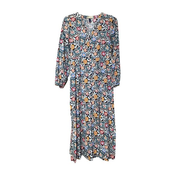 Universal Thread Womens Floral Front Button Ballon Sleeve Maxi Dress Size XS New - Picture 1 of 8